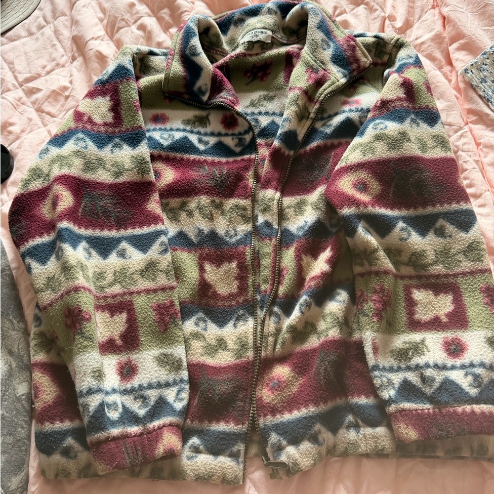 Alfred Dunner Multicolor Fleece Jacket